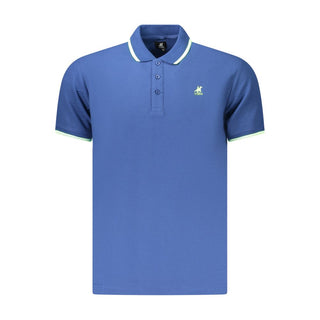 Blue Cotton Men Polo Shirt