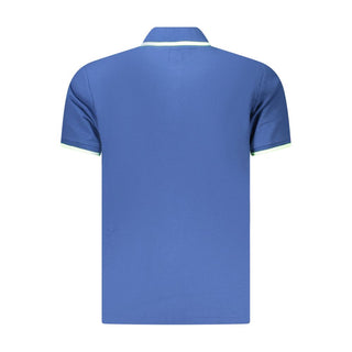 Blue Cotton Men Polo Shirt