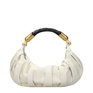 Bolso de mano de cuero beige