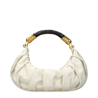 Bolso de mano de cuero beige