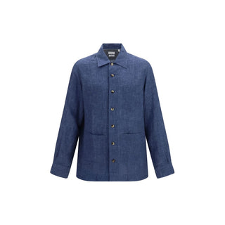 Blusa de lino azul