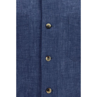 Blaue Leinenbluse