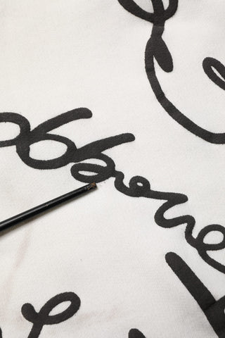 White Script Logo Print Cotton Sweatshirt Sweater