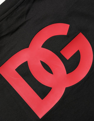 Schwarzes T-Shirt mit Rundhalsausschnitt aus Baumwolljersey und Logo-Patch