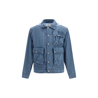 Blue Cotton Full-Length Jacket