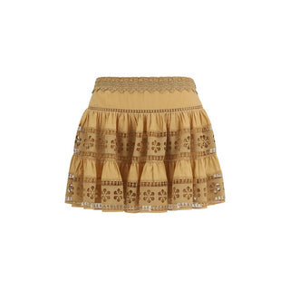 Brown Cotton Mini Skirt
