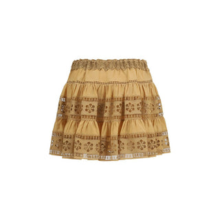 Brown Cotton Mini Skirt
