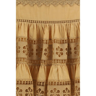 Brown Cotton Mini Skirt