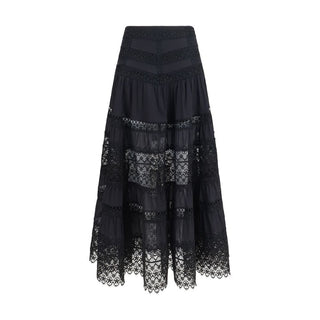 Black Cotton Long Skirt