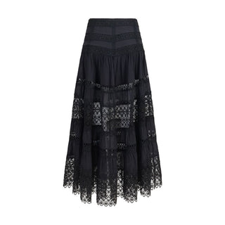 Black Cotton Long Skirt