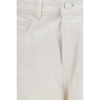Jeans de algodón blanco de pierna recta