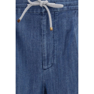 Blaue Freizeithose aus Baumwolle