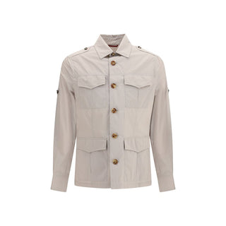 Beige Cotton Full-Length Jacket