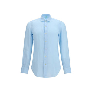 Camisa de manga larga azul de lino