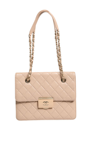 Quilted Leather Beauty Lock Flap Bag