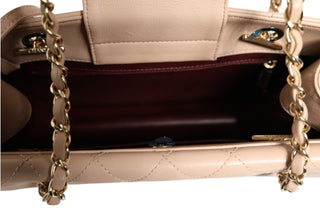 Gesteppte Leder-Beauty-Lock-Überschlagtasche