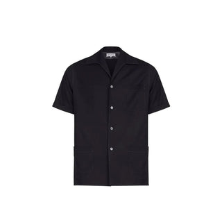 Camisa de manga corta de lana negra