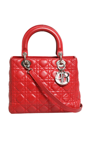 Rote Cannage Lammleder Lady Dior Tasche