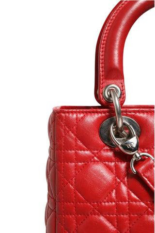 Rote Cannage Lammleder Lady Dior Tasche