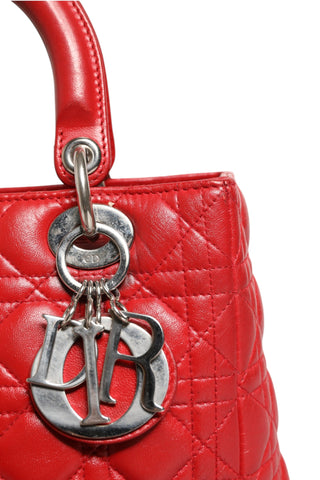 Rote Cannage Lammleder Lady Dior Tasche