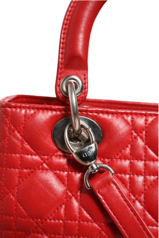 Rote Cannage Lammleder Lady Dior Tasche
