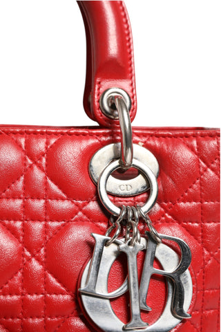 Rote Cannage Lammleder Lady Dior Tasche