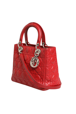 Rote Cannage Lammleder Lady Dior Tasche