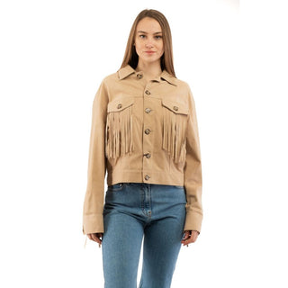 Beige Cotton Leather Jacket