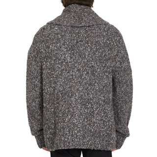 Gray Alpaca Leather Cardigan