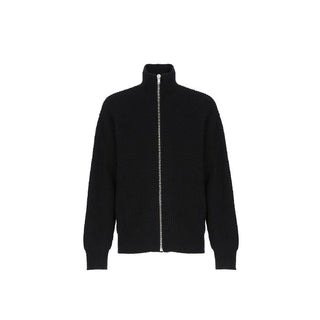 Black Alpaca Leather Cardigan