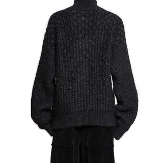 Cárdigan de cuero de alpaca negro