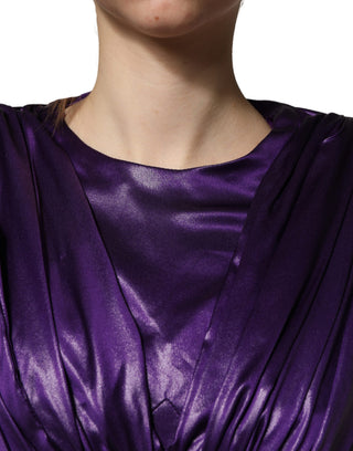 Metallic Purple Long Sleeve Cut-Out Mini Dress