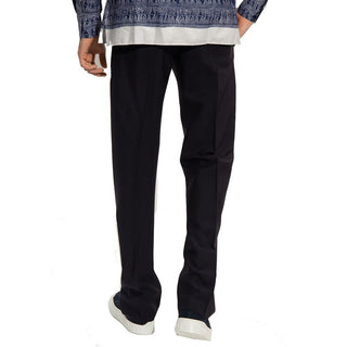 Blue Cotton Casual Pants