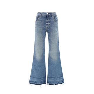 Blaue Baumwoll-Bootcut-Jeans