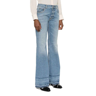 Blaue Baumwoll-Bootcut-Jeans