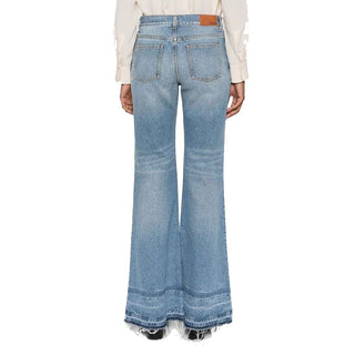 Blaue Baumwoll-Bootcut-Jeans
