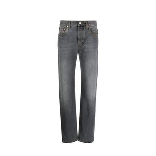 Gray Cotton Relaxed Fit Jeans