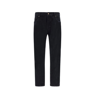 Black Cotton Straight-Leg Jeans