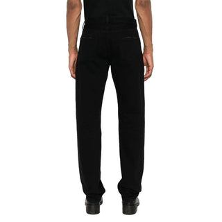 Black Cotton Straight-Leg Jeans