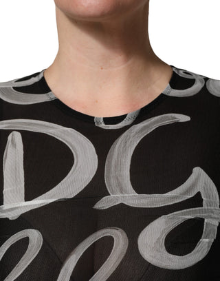 Black White Long Sleeve Printed Mini Dress
