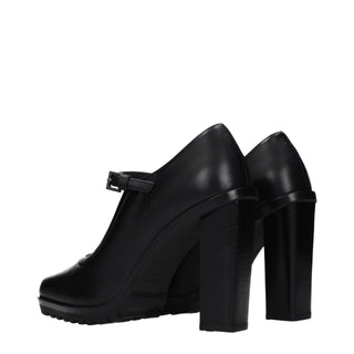 Black Leather High Heel Pumps