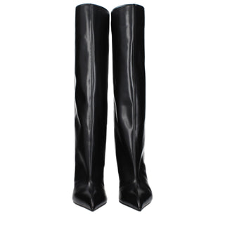 Black Leather High Heel Boots