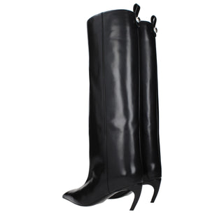 Black Leather High Heel Boots