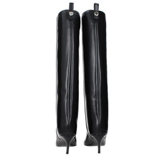Black Leather High Heel Boots