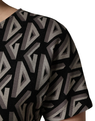 Vestido de algodón negro con estampado de logo hasta la rodilla