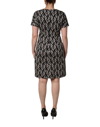 Vestido de algodón negro con estampado de logo hasta la rodilla
