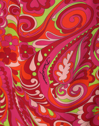 Vestido midi ajustado con estampado floral paisley rojo