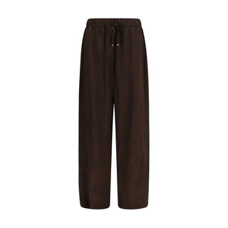 Pantalones casuales marrones de acetato