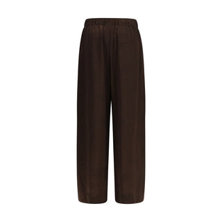 Pantalones casuales marrones de acetato