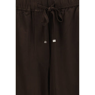 Pantalones casuales marrones de acetato